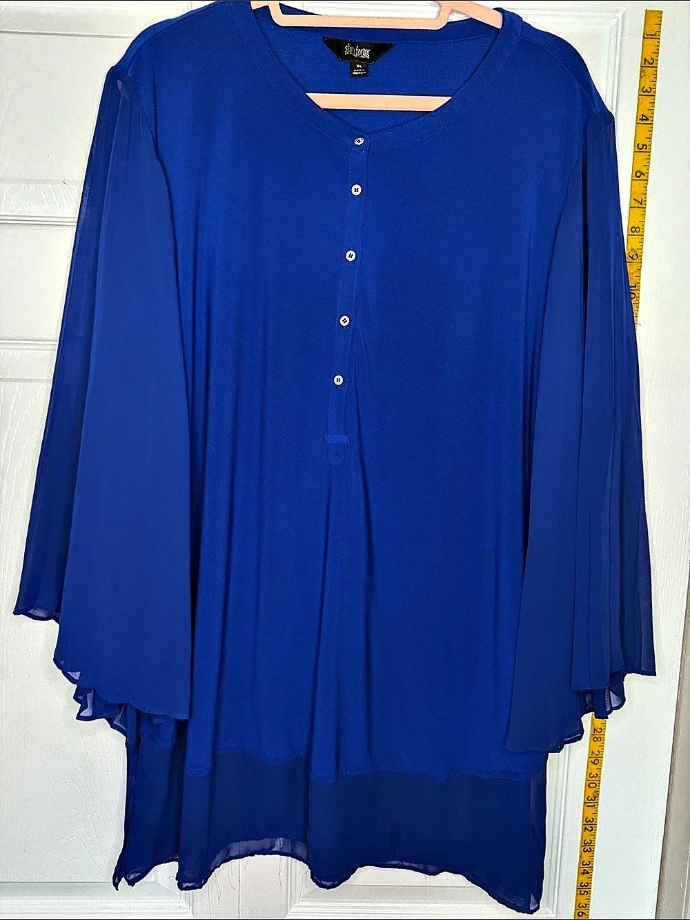 Slim factor by Investments Blue Tunic Top Size XL Like New